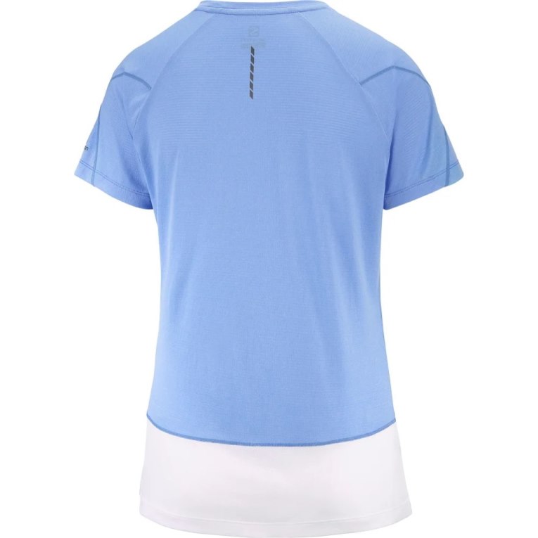 Light Blue Salomon Cross Run Graphic Short Sleeve Women's T-Shirts | PH 63874O